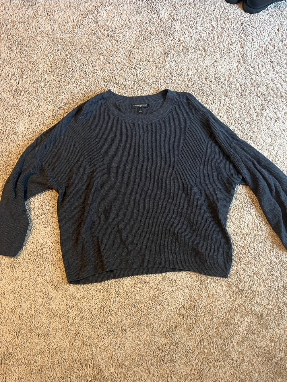 Banana Republic Dark Charcoal Ribbed Crewneck Sweater
